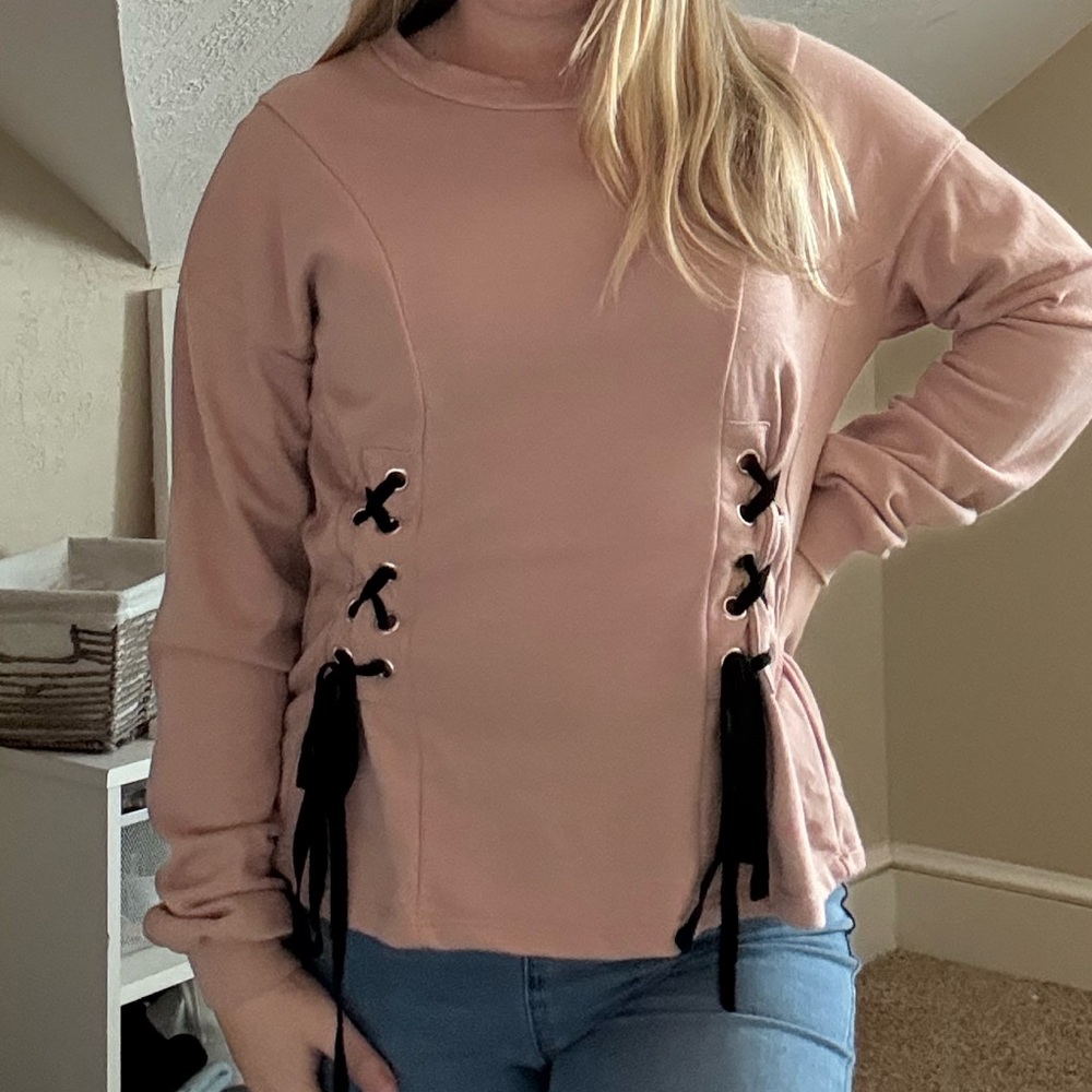 Timing Pink Cut Out Long Sleeve Sweatshirt